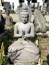 Sitzender Buddha auf Lotussockel aus massivem Lavastein, 100cm