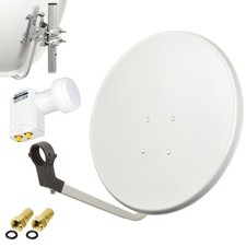 HD Sat Anlage 80cm Spiegel Schüssel + Opticum Twin LNB h 4K UHD 2 Teilnehmer Set