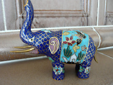 Großer  Elefant Cloisonne Figur Messing Metall Emaille 3