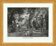 Sommerlust F. E. Wolfram Garten Schaukel Engel Kinder Hund Holzstich A 1704