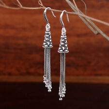 D08 orientalische Ohrringe Kegel mit Quaste 925 Sterlingsilber