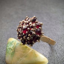 Vintage Ring 925 Silber vergoldet Granat Tracht alt RG 56/57