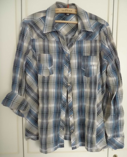 Bluse hemdbluse karo blau - hemdbluse, blau-grau