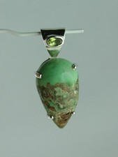 natürlicher australischer Variscit Anhänger mit Peridot 925 Sterling Silber