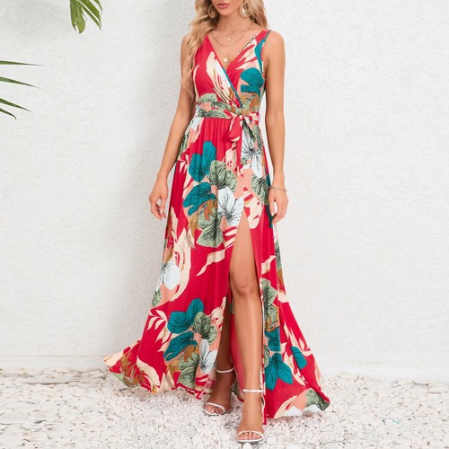 Damen maxikleid floral - maxikleid,