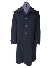 Vintage Finke Mantel Schwarz Wollmischung West Germany Feller Loden Herren UK 44