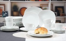 Retsch Arzberg Geschirr FINO 12- oder 18tlg. für 6 Personen Porzellan eckig weiß