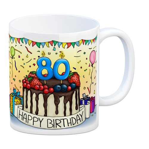 Geburtstag tasse mit - 80.,