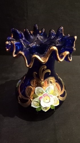 Vase blau goldrand - vase,,