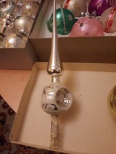 Kleine Christbaum Spitze  24 Cm Silber Einstich Auf 3 Seiten
