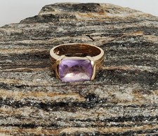 Toller Ring , 925er Silber , lila Stein , vergoldet , Ringgröße ca. 59