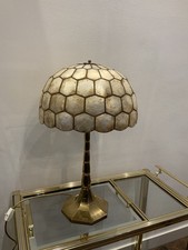 Edle Vintage Messing Lampe mit Muschel Lampenschirm Palme