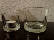 LAMBERT Glas 1 x Teelichthalter & 1 x Maxiteelichthalter modern, schweres Glas