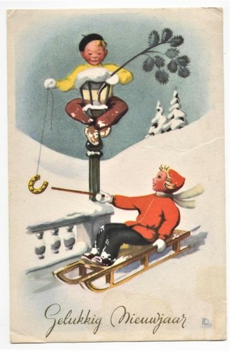 Neujahr mädchen auf - ak,