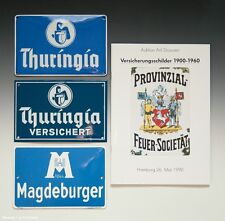 Set 3 x Emailschilder Versicherung + Katalog Versicherungsschilder 1900-1960