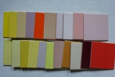 Retro Fliesen 15 x 15 cm uni gelb rot orange glanz 70er J. viele Muster z. A.