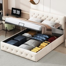 Polsterbett Boxspringbett mit Stauraum und Lattenrost Doppelbett Samt 140x200 cm