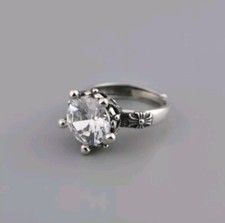 Echt 925 Silber Damen Ring. Zirkonia. Farblos. Verstellbar. Geschenk. Neu. Silbe