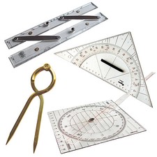 Navigationsbesteck komplett - Marinezirkel Kursdreieck Lineal Plotter # Boot NEU