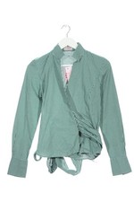 UMANI Wickel-Bluse Damen Bluse Gr. DE 34 grün-weiß klassischer Stil