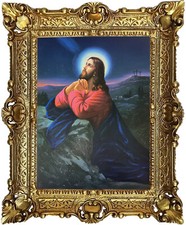 Gemälde Wandbild Gott Jesus Christus Herz Wand Bild mit Rahmen BAROCK 56x46 -109