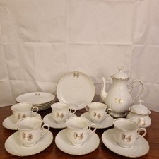 Royal Tettau „Venus“ Kaffeeservice Weiß Goldrand Monogramm Porzellan 20 Tlg.
