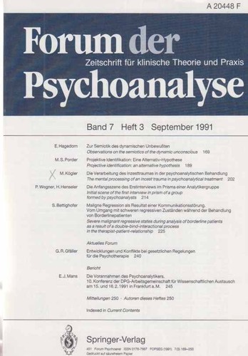 Forum der psychoanalyse - psychoanalyse,, band