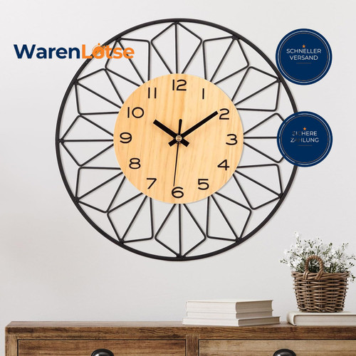 Wanduhr holz 40cm - wanduhr, metallrahmen