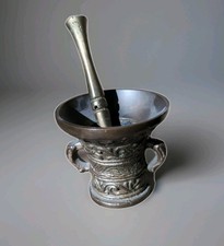 Antiker Bronze / Guss /Messing Drogerie Mörser mit Massiven messing Stößel 