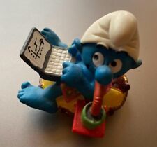 Schleich - Schlumpf Workaholic - 2002 - Schwimmreifen + Laptop - Schlümpfe