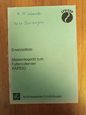 Ersatzteilliste Speiser Maiserntegerät Futtervollernter Rapido Traktor   KC