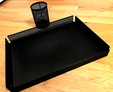 2 teilige Schreibtischgarnitur schwarz - Briefablage und Stiftehalter