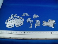 6 verschiedene Stanzschablonen - zur Geburt, Feen Kätzchen, Bierkrüge, Wolke