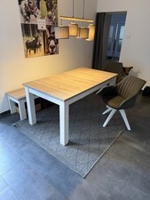Esstisch ausziehbar, Sitzbank, 2 Stühle, Lampe