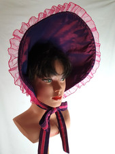 Lila Pink Schute, schillernd, Victorian Style, Bonnet Unikat Gothic Reenactment