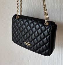 Love Moschino Damen Umhängetasche Schwarz Gold Veganes Leder