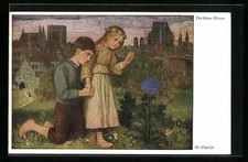 Künstler-AK Matthäus Schiestl: Die blaue Blume, Kinderpaar am Stadtrand 