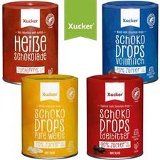Xucker Schoko Drops (37,75 €/kg) mit Xylit und Heiße Schoki / Trinkschokolade