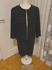 H&M weich Wildleder Imitat Jacke Mantel schwarz 4 Taschen Elasthan Gr. 38