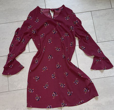 Herbstkleid, Gr. 36/38 Blumen Volants neuwertig, weinrot, bordeaux rot