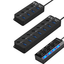 USB 3.0 Hub 4/7 Port Splitter Adapter mit Aktiv Netzteil Verteiler für PC Laptop