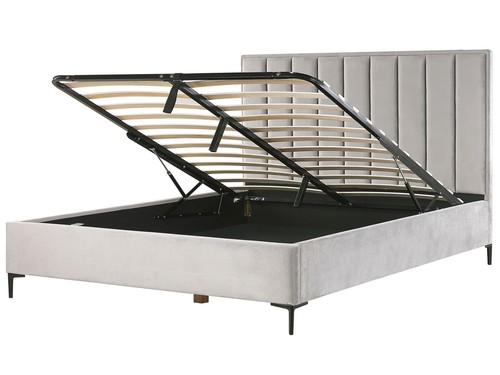 Polsterbett samtstoff grau - polsterbett,