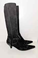 TOD'S Ziegenleder Stiefel SCHWARZ Gr. 39 Wildleder Kitten Absatz Noppen s. weich