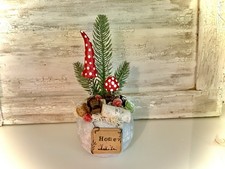 Deko Gesteck in Betonoptik mit handmodellierten Pilzen Klein Winter Weihnacht