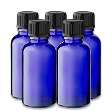 5x Blaue Glasflasche 30 ml mit