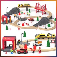 72-teiliges Holz Eisenbahn