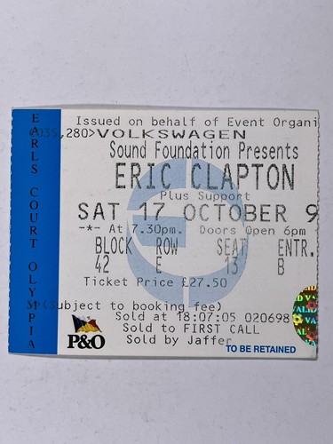 Eric clapton concert ticket - clapton,