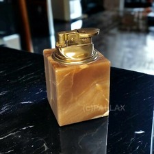 BLITZ ONYX TISCH-FEUERZEUG GAS DEUTSCHLAND 1960er SPACE AGE MARMOR BRAUN