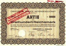AKTIE 300 RM 1935 NIESKY OL CHRISTOPH & UNMACK SELTEN !