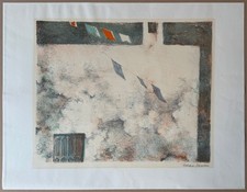 Eberhard Schlotter, Häuserwand, Farblithographie auf Bütten, handsigniert